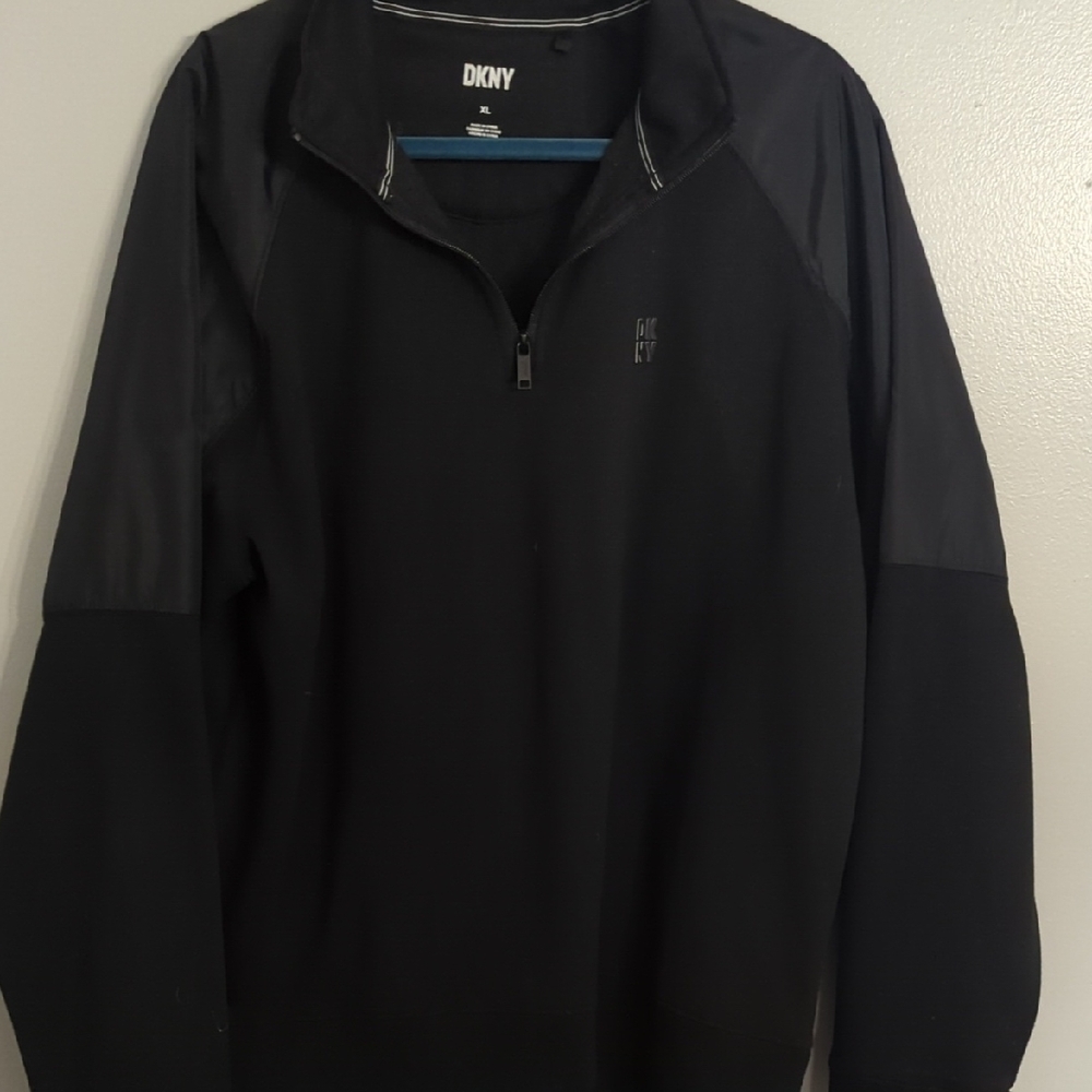DKNY Black Lightweight Shirt Jacket with Quarter-Zip